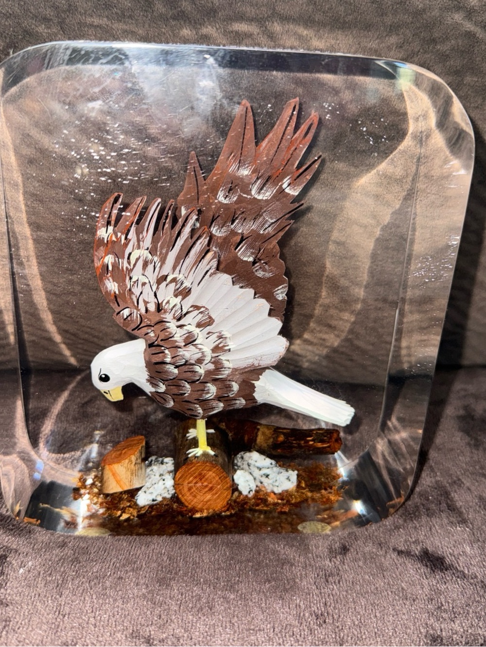 Decorative Eagle Figurine - Brown & White Resin Bird vintage